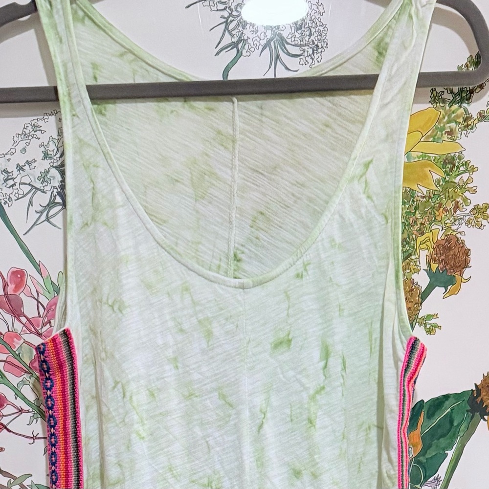 Pitusa Light Green Tie-Dye Wide Leg Jumpsuit with Pink Trim
